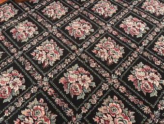 Room Size Victorian Black-Pink-Green Floral Carpet, 142' X 108'