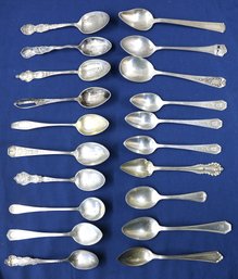 Lot Of 20 Sterling Spoons - Some Are Souvenirs - Total Weight 12.36 Ozt