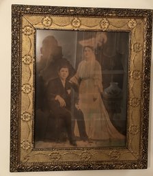 Antique Picture Of Couple In Fabulous Intricate Frame