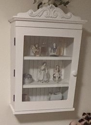 Vintage White 3-Shelf Glass Front Medicine Cabinet With Bead Board Back, 16.5' X 6.5' X 24'H