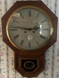 Regulator Wall Clock, 15' X 5' X 21.5'H, Pendulum Present Key Is Not