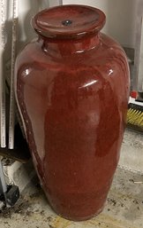 Rust Colored Fired Clay Vase Form Fountain, 16' Diam. X 34'H