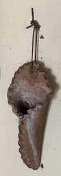 Vintage Hand Crafted Clay Wall Pocket For Hanging From Leather Throng, Approx. 12.5'H
