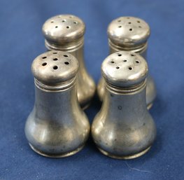Set Of Four Sterling Silver Personal Salt & Pepper Shakers - 1.5' High-total Weight 1.21 Ozt
