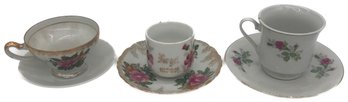 Three (3) Vintage Set Of Tea Cups And Saucers