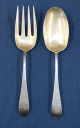 Sterling Silver Serving Spoon And Fork - Made By Whiting Mfg. Co. - Weight 5.37ozt