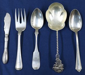 Five Assorted Sterling Serving Utensils - Total Weight Is 10.88ozt