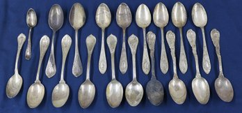 Group Of Sterling Spoons - Several Different Makers - Most Engraved - Weight 13.11ozt