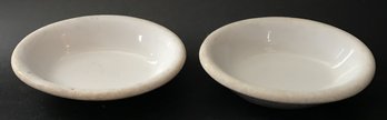 2 Pcs Vintage Oval White Ironstone Soap Dishes, Stamped Greenwood China, 4.75' X 3.5' X 1.25'H