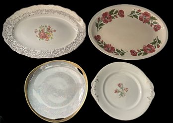 4 Pcs Vintage Serving Platters, Shenandoah Ware, Keystone Canonsburg Pottery, Lusterware & Other