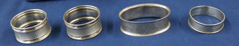 Four Napkin Rings - 2 Marked Sterling - All Engraved - Total Weight 1.51ozt