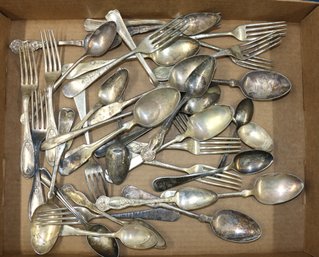 Assorted Lot Of Silver Plate Utensils
