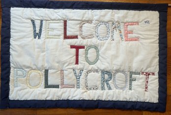 Quilted Fabric Wall Hanging Banner 'Welcome To Polycroft', 32' X 22'L
