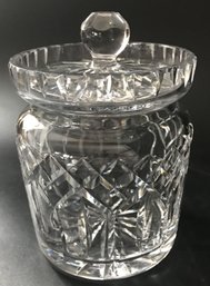 Signed Waterford Lead Crystal Covered Biscuit Jar, Mint Condition, 5' Diam. X 7'H