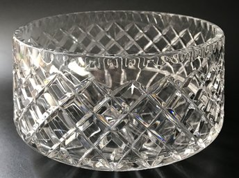 Signed Galway Lead Crystal Tapered Side Centerpiece Bowl, 9' Diam. X 4.75'H, Nice Condition