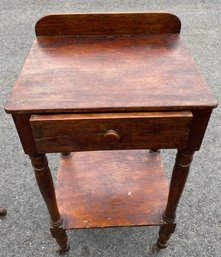 19thC Antique Single Drawer Maple Candle Stand With Shelf On Brass Casters, 17.75' X 14.75' X 33'H