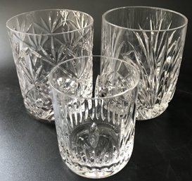 3 Vintage Pcs Heavy Lead Crystal Rocks Glass, Smallest Etched Marquis Waterford