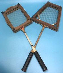 Pair Vintage Badminton Racquets With Pressure Frames, 1-Spalding Jubilee And 1-Grays Ken Davidson