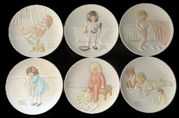 6 Pcs Vintage 7' Diam. Bessie Pease Gutmann Porcelain Collector's Plates By American Heirloom Porcelain
