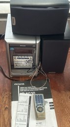 AIWA Compact Disc Stereo System XR-M150 - 2-Speakers, Instruction Booklet & Remote Present