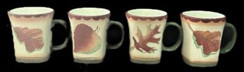 4 Pcs Fall Themed Ceramic Mugs Depicting Various Fall Foliage