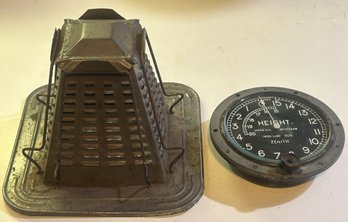 Vintage 4-Slice Stove Top Bread Toaster, 6.5' Sq X 5'H And Zenith Thousand Foot Gauge, 4.5' Diam.