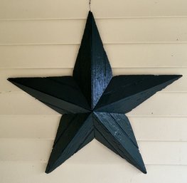 Large Vintage Dark Green Wooden 5-Pointed Texas Star Wall Hanger, 29' X 27'H