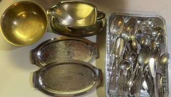Vintage Lot Of Silver Plate Tableware & Serving Pieces