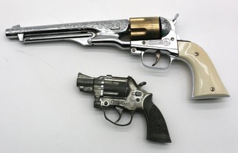 Two Hubley Cap Pistols - A Colt 45 And A Trooper Models