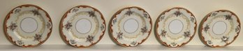 5 Matching Noritake Fiesta Plates With Rust & Gold Boards And Floral Sprays, 6.5' Diam.