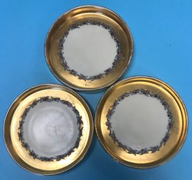 Three (3) PCS Matching Gold Gilt Porcelain Coasters Royal O.&E.G. Austria, 3-5/8' Diam.