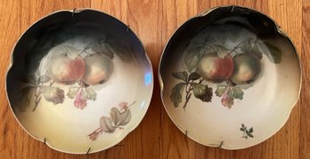 2 Pcs Vintage Hand Painted Apples Plates Marked J&C LOUISE Bavaria, 8.5' Diam.