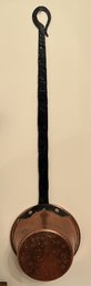 Antique Copper Ladle With Wrought Iron Handle, 6' X 3.5' X 21'L, Great Patina