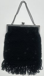 Nice Antique Victorian Mourning Black Beaded Purse