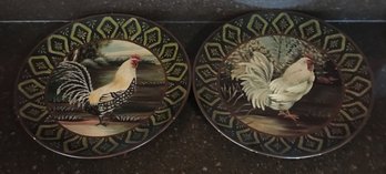 Pair Decorative Ceramic Chicken Plates