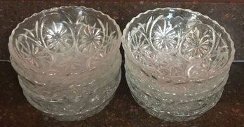 8 Pcs Matching Clear Pressed Glass 4.5' Nut Dishes