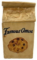 Vintage Famous Amos Ceramic Cookie Jar, Bottom Incised Sigma The Taste Setter, 5.5' X 4.75' X 10.25'H
