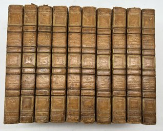 1821 10 Vol Antique Leather Bound Books, The Poetical Works Of Sir Walter Scott, Baronet