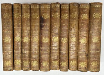 1808 10 Vol Antique Leather Bound Books, The Spectator A New Edition, By Alexander Chalmers FSA