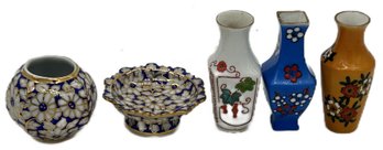 5 Pcs Miniature Asian Porcelain Table Top Items
