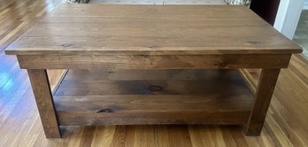 Vintage Solid Wood Rectangular Coffee Table With Shelf, 48' X 28.25' X 21'H