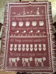 Woven Red & White Woven Country Throw  Blanket, 45' X 31'