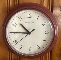 Country Red Battery Operated 9' Diam. Sterling & Noble Wall Clock