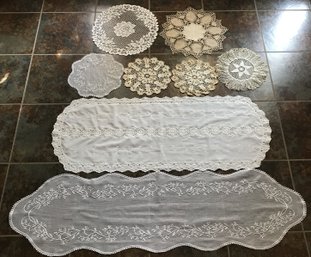 9 Pcs - Vintage Assorted Sizes Doilies Most Hand Crocheted