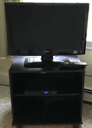 Haier 26' Flat Screen TV On Black Stand With Shelf