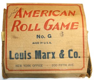 Antique Lous Marx Game 'american Roll Game - With 3 Balls - In Original Box Which Has Some Wear