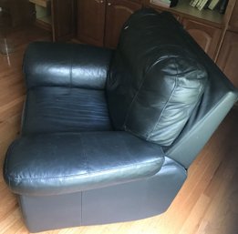 Gorgeous Over Stuffed Navy Leather Club Chair