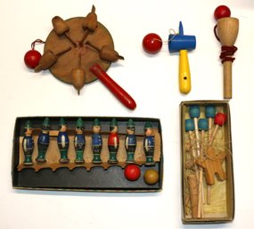 Lot Of Five Assorted Wooden Toy Items