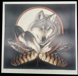 1992 Dona Mares Pencil Signed Limited Edition 256/950 'The Unseen Wolf' With Certificate Of Authenticity