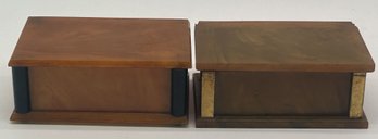 2 Vintage Orange Bakelite Lidded Cigarette Boxes, 6' X 4' X 2-3/8'H